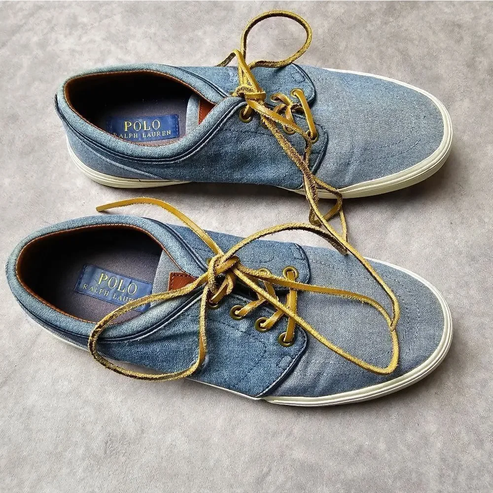 Men's POLO Ralph Lauren Canvas Oxford Shoes Size 8.5 FAXON LOW‎
